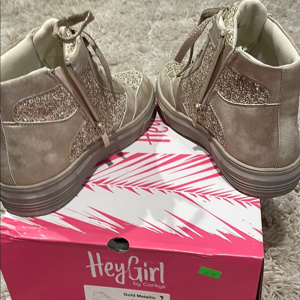 Hey Girl Gold Metallic Women's Sneakers - Picture 5 of 8